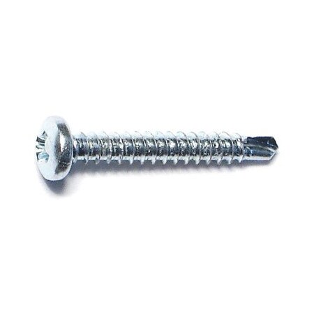 Self-Drilling Screw, #6 X 1 In, Zinc Plated Steel Pan Head Phillips Drive, 100 PK
